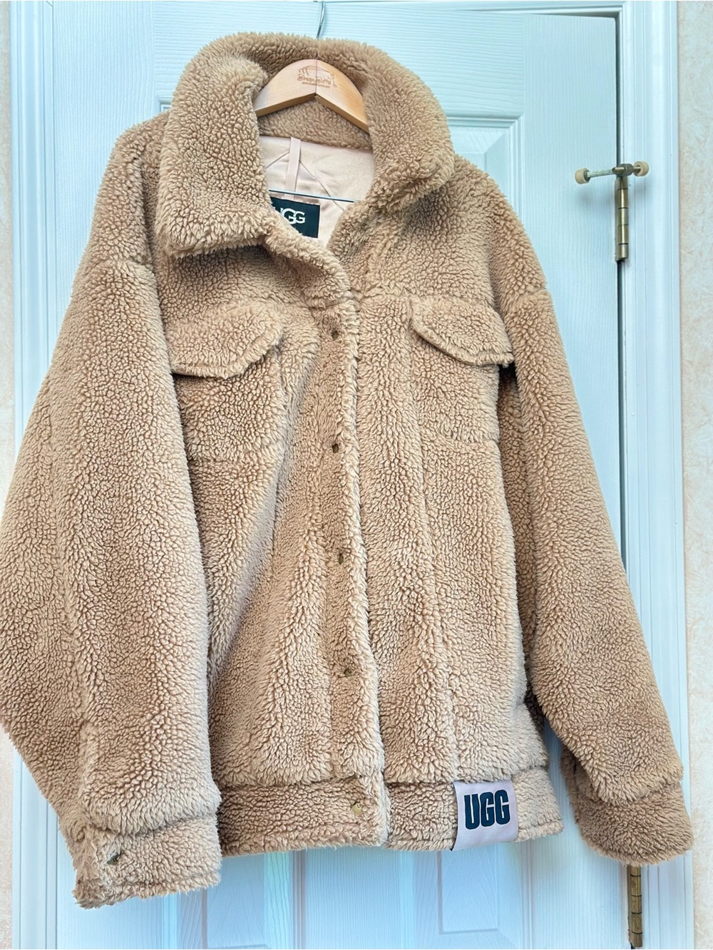 UGG Plush Sherpa Button-Up Jacket - Tan